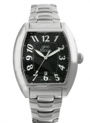 gino franco Men's 9643BK Barrel Shaped Stainless Steel Bracelet Watch