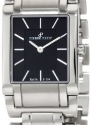 Pierre Petit Women's P-794A Serie Laval Square Case Black Dial Stainless-Steel Bracelet Watch