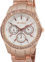 Womens Rhinestone Accent Rose Gold Bracelet Watch Designer Inspired Jade LeBaum - JB202732G