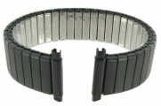 16-21mm Speidel Twist-O-Flex Ion Coating Stainless Plain Black Watch Band 1521/2