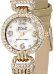 Badgley Mischka Women's BA/1212MPGD Swarovski Crystal Accented Gold-Tone Leather Strap Watch