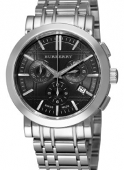 Burberry Men's BU1360 Heritage Silver Tone Stainless Steel Bracelet Dark Grey Dial Chronograph Watch