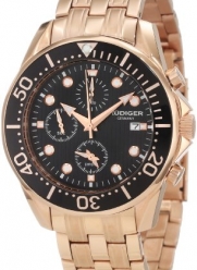 Rudiger Men's R2001-09-007 Chemnitz Rose Gold IP Black Dial Chronograph Watch