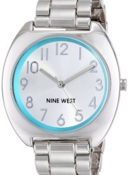 Nine West Women's NW/1569TLSB Silver-Tone Turquoise Accented Easy-to-Read Dial Bracelet Watch