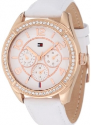 Tommy Hilfiger Women's 1781251 Sport Rose Gold White Leather Multi-Function Watch