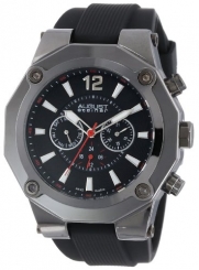 August Steiner Men's AS8080BK Swiss Multi-Function Black Silicone Strap Watch