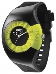 ODM Play Unisex Quartz Watch with Black Dial Analogue Display and Black Silicone Bracelet PP004-08