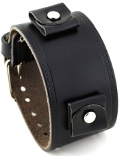 Nemesis #LHST Wide Black Leather Cuff Watch Band