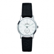 Grovana Women's Quartz Watch with Silver Dial Analogue Display and Black Leather Strap 3050.1532