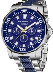 Akribos XXIV Men's AK561BU Conqueror Blue and Silver Stainless Steel Divers Chronograph Watch