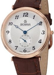 Grovana Men's Silver Arabic Numeral Dial Rose Goldtone Watch 1276.5562