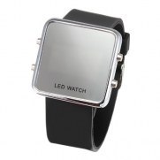 Luxury LED Mirror Digital Casual Sports Watch for Men and Women (Unisex) Silicone Jelly Band-Kare & Kind (Black)