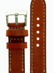 Panerai Style Thick Full Grain Leather Watch Band 22mm Wide, Tan Color, With Heavy Stainless Steel Buckle - by JP Leatherworks