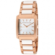 Kenneth Jay Lane Women's KJLANE-1612  White Dial Rose Gold Ion-Plated Stainless Steel and White Resin Watch