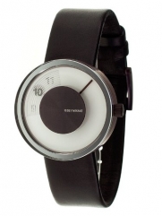 Issey Miyake Vue Yves Behar Watch Leather (White Dial; Leather Brown Band)