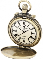 Charles-Hubert, Paris 3864-G Classic Collection Gold-Plated Antiqued Finish Hunter Case Quartz Pocket Watch