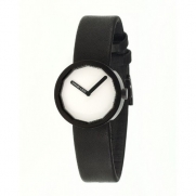Issey Miyake Twelve 30mm Watch (White Dial; Leather Black Band; Black Bezel;