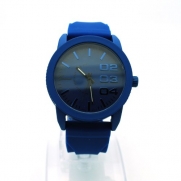 Minimal Modern Fashion Designer Silicone Band Stainless Steel Wrist Watch Blue