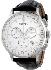 Movado Men's 0606575 Circa Black Crocodile-Embossed Leather Strap Watch