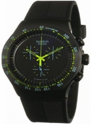 Swatch Men's YOB100 Black Rubber Swiss Quartz Watch with Black Dial