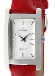 Peugeot Women's 3008RD Silver-Tone Red Leather Strap Watch