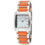 Kenneth Jay Lane Women's KJLANE-1605  Mother-Of-Pearl Dial Stainless Steel and Coral Resin Watch