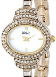Badgley Mischka Women's BA/1320WMGB Swarovski Crystal Accented Oval Gold-Tone Thin Bracelet Watch