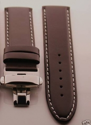 20mm Leather Watch Strap Deployment for Rolex Brown #2 W/S