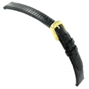 12mm Speidel Genuine Leather Gator Lizard Grain Black Watch Band Ladies