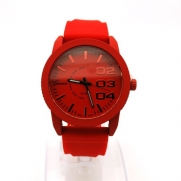 Minimal Modern Fashion Designer Silicone Band Stainless Steel Wrist Watch Red