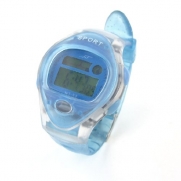 Children Pale Blue Plastic Band Oval Shaped Dial Wrist Watch