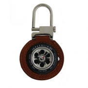 Silver-Tone Car Wheel Keychain/ Clip-On Watch- 9200SE