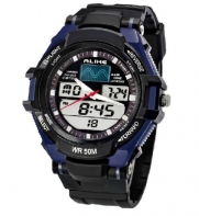 50m Water-proof Digital-analog Boys Girls Sport Digital Watch with Alarm Stopwatch Chronograph 1272-Blue
