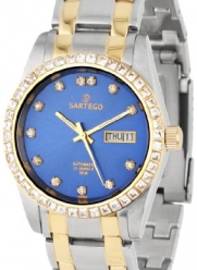 Sartego Men's STBL07 Classic Analog Metallic Blue Face Dial Two-Tone Stainless Steel Case and Swarovski Bezel Watch