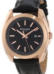 Rudiger Men's R1001-09-007L Dresden Rose Gold IP Black Dial Leather Date Watch