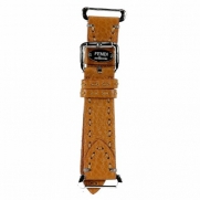 Fendi Selleria 18 mm Genuine Leather Strap Watch Band Stainless Steel (Honey)