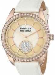 Badgley Mischka Women's BA/1316PMRG Swarovski Crystal Accented Rose Gold-Tone White Snakeskin Strap Watch