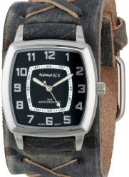 Nemesis Men's FXB017K Classic Vintage Charcoal X Leather Cuff Band Quartz Watch