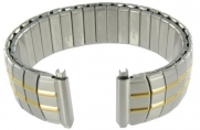 18-22mm Straight End Speidel Twist-O-Flex Gold Tone GP and Silver Tone Stainless Steel Watch Band 1293/16