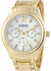 August Steiner Women's AS8076YG Quartz Multifunction Crystal Mother-of-Pearl Gold-tone Bracelet Watch