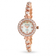 Bling Jewelry Rose Gold Plated Round CZ Open Link Womens Watch Steel Back
