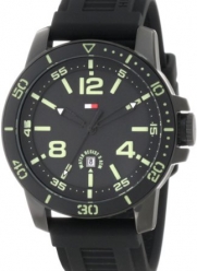 Tommy Hilfiger 1790847 Sport Black IP Watch with Black Silicon Strap and Illuminated dial Watch