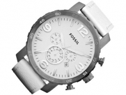 Fossil Nate Chronograph Leather Watch - White Jr1423