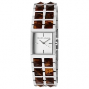 Kenneth Jay Lane Women's KJLANE-1503 1500 Series Mother-Of-Pearl Dial Stainless Steel and Brown Tortoise Resin Watch