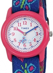 Timex Kids' T89001 Analog Hearts and Butterflies Elastic Fabric Strap Children's Watch