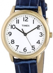 Timex Women's T2N954 Elevated Classics Gold-Tone Watch with Blue Leather Strap