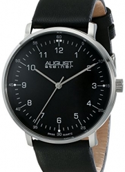 August Steiner Men's AS8090BK Stainless Steel Watch with Black Leather Band