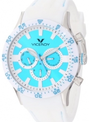 Viceroy Women's 432142-35 Fun Colors Stainless Steel Day Date Sunray Dial Soft White Rubber Watch