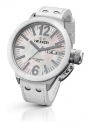 TW Steel Men's CE1038 CEO Canteen White Leather Strap Watch