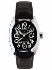 Montres De Luxe Women's BI3 NER Bisanzio Stainless Steel Luminous Black Leather Date Watch